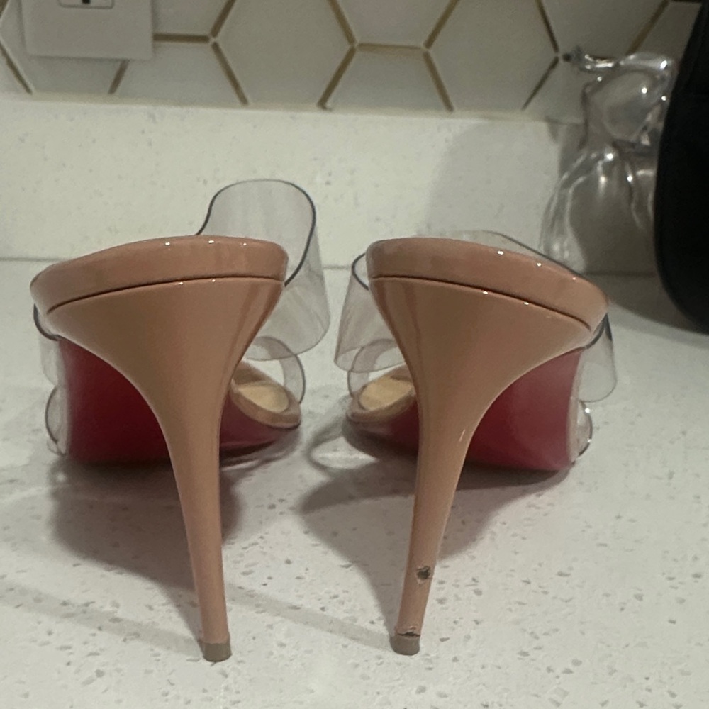 Christian Louboutin Clear and Tan Heels - Picture 3 of 6